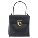 Salvatore Ferragamo Gancini Hand Bag Leather 2way Navy Gold Auth ka3255-2