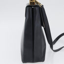Salvatore Ferragamo Gancini Hand Bag Leather 2way Navy Gold Auth ka3255-5