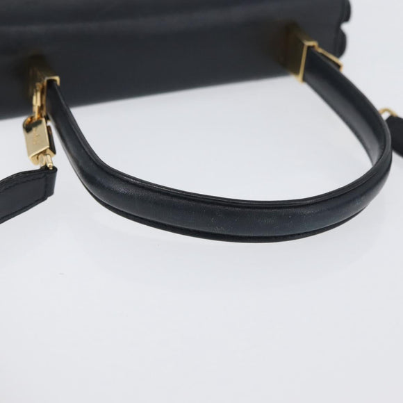 Salvatore Ferragamo Gancini Hand Bag Leather 2way Navy Gold Auth ka3255