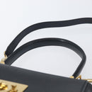 Salvatore Ferragamo Gancini Hand Bag Leather 2way Navy Gold Auth ka3255-8