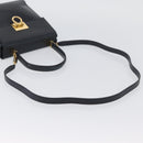 Salvatore Ferragamo Gancini Hand Bag Leather 2way Navy Gold Auth ka3255-9