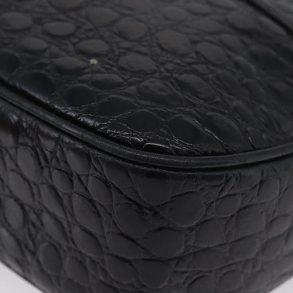 Salvatore Ferragamo Vala Shoulder Bag Leather Black Gold Auth ka3259
