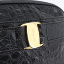 Salvatore Ferragamo Vala Shoulder Bag Leather Black Gold Auth ka3259-18