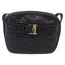 Salvatore Ferragamo Vala Shoulder Bag Leather Black Gold Auth ka3259-13