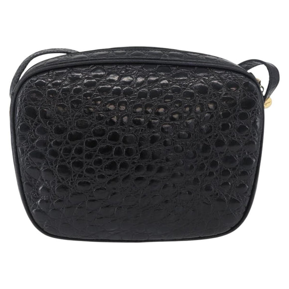 Salvatore Ferragamo Vala Shoulder Bag Leather Black Gold Auth ka3259