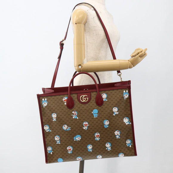 GUCCI GUCCI × Doraemon Micro GG Supreme Bag PVC 2way Beige 653952 Auth ka3262SM