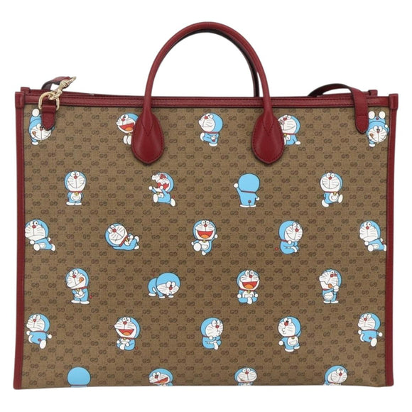 GUCCI GUCCI × Doraemon Micro GG Supreme Bag PVC 2way Beige 653952 Auth ka3262SM