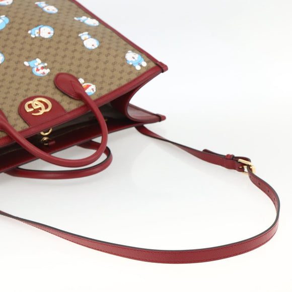 GUCCI GUCCI × Doraemon Micro GG Supreme Bag PVC 2way Beige 653952 Auth ka3262SM