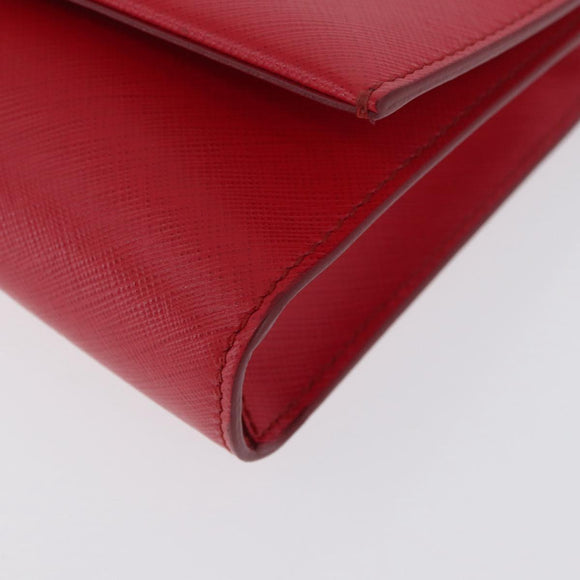 Salvatore Ferragamo Vara Ribbon Chain Shoulder Bag Leather Red Gold Auth ka3265A