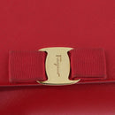 Salvatore Ferragamo Vara Ribbon Chain Shoulder Bag Leather Red Gold Auth ka3265A-9