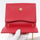 Salvatore Ferragamo Vara Ribbon Chain Shoulder Bag Leather Red Gold Auth ka3265A-10
