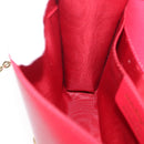 Salvatore Ferragamo Vara Ribbon Chain Shoulder Bag Leather Red Gold Auth ka3265A-18