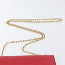 Salvatore Ferragamo Vara Ribbon Chain Shoulder Bag Leather Red Gold Auth ka3265A-7