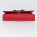 Salvatore Ferragamo Vara Ribbon Chain Shoulder Bag Leather Red Gold Auth ka3265A-5