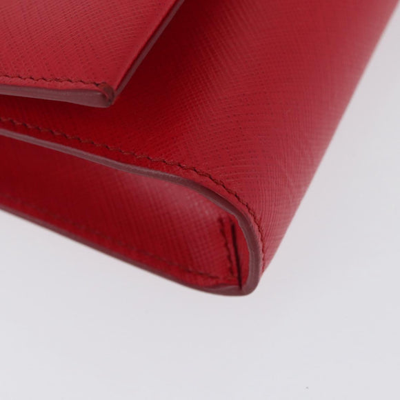 Salvatore Ferragamo Vara Ribbon Chain Shoulder Bag Leather Red Gold Auth ka3265A