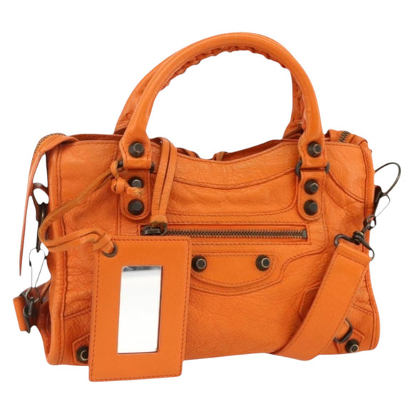BALENCIAGA LuCity Handtasche Leder 2-Wege Orange 300295 Auth ka3266M
