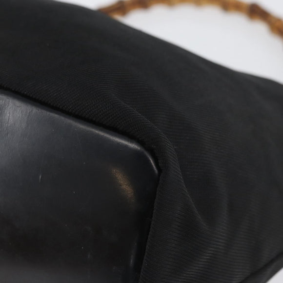 GUCCI Bamboo Shoulder Bag Nylon Black Silver 000 0531 Auth ka3282
