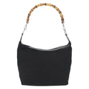 GUCCI Bamboo Shoulder Bag Nylon Black Silver 000 0531 Auth ka3282-2