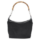GUCCI Bamboo Shoulder Bag Nylon Black Silver 000 0531 Auth ka3282-3