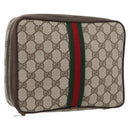 GUCCI GG Supreme Web Sherry Line Clutch Bag PVC Beige Red Green Auth ka3285-1