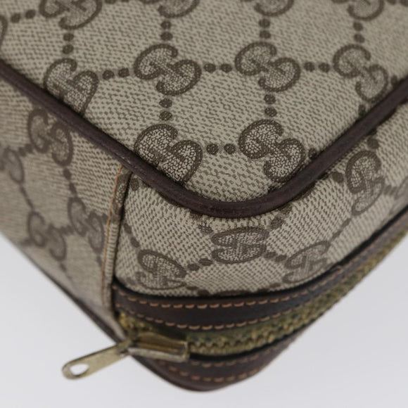 GUCCI GG Supreme Web Sherry Line Clutch Bag PVC Beige Red Green Auth ka3285