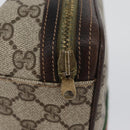 GUCCI GG Supreme Web Sherry Line Clutch Bag PVC Beige Red Green Auth ka3285-12