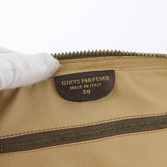 GUCCI GG Supreme Web Sherry Line Clutch Bag PVC Beige Red Green Auth ka3285