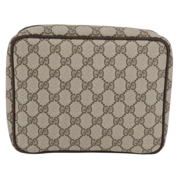 GUCCI GG Supreme Web Sherry Line Clutch Bag PVC Beige Red Green Auth ka3285