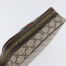 GUCCI GG Supreme Web Sherry Line Clutch Bag PVC Beige Red Green Auth ka3285-6