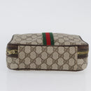 GUCCI GG Supreme Web Sherry Line Clutch Bag PVC Beige Red Green Auth ka3285-7