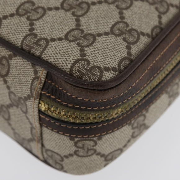 GUCCI GG Supreme Web Sherry Line Clutch Bag PVC Beige Red Green Auth ka3285