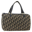 Christian Dior Trotter Canvas Hand Bag Navy Gold Auth ka3287-1