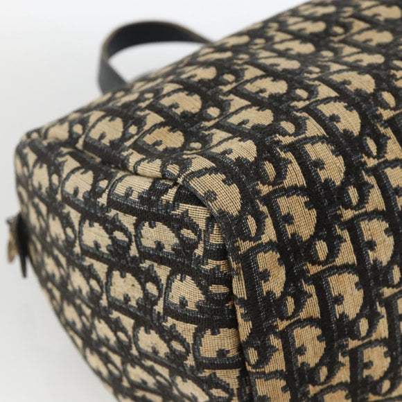 Christian Dior Trotter Canvas Hand Bag Navy Gold Auth ka3287