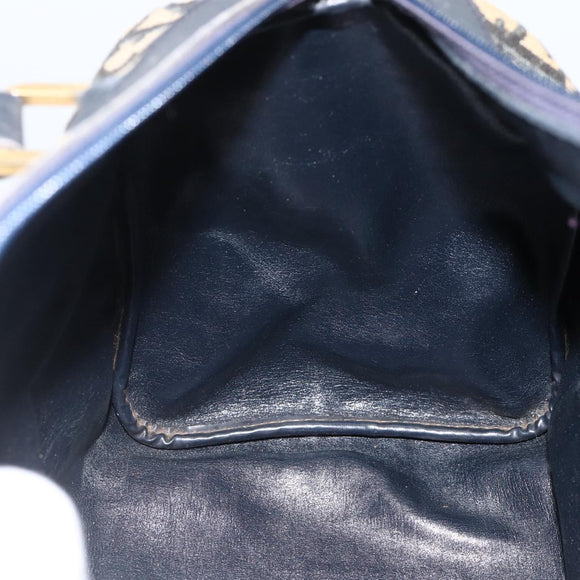 Christian Dior Trotter Canvas Hand Bag Navy Gold Auth ka3287