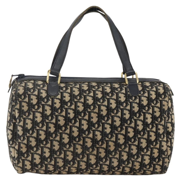 Christian Dior Trotter Canvas Hand Bag Navy Gold Auth ka3287