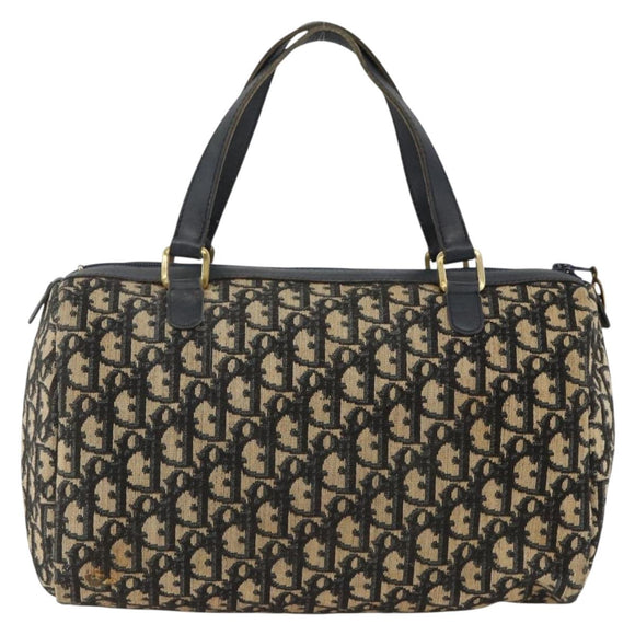 Christian Dior Trotter Canvas Hand Bag Navy Gold Auth ka3287