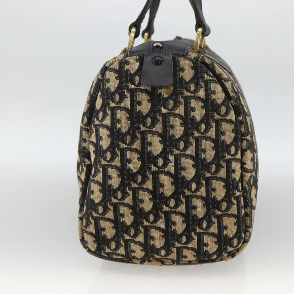 Christian Dior Trotter Canvas Hand Bag Navy Gold Auth ka3287