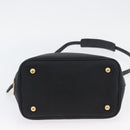 PRADA Hand Bag Canvas 2way Black Gold Auth ka3289V-6