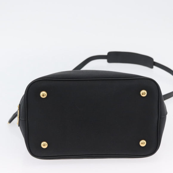 PRADA Hand Bag Canvas 2way Black Gold Auth ka3289V