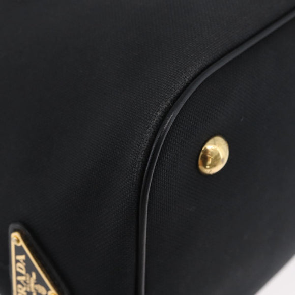 PRADA Hand Bag Canvas 2way Black Gold Auth ka3289V