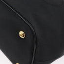 PRADA Hand Bag Canvas 2way Black Gold Auth ka3289V-18