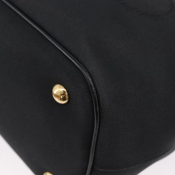 PRADA Hand Bag Canvas 2way Black Gold Auth ka3289V