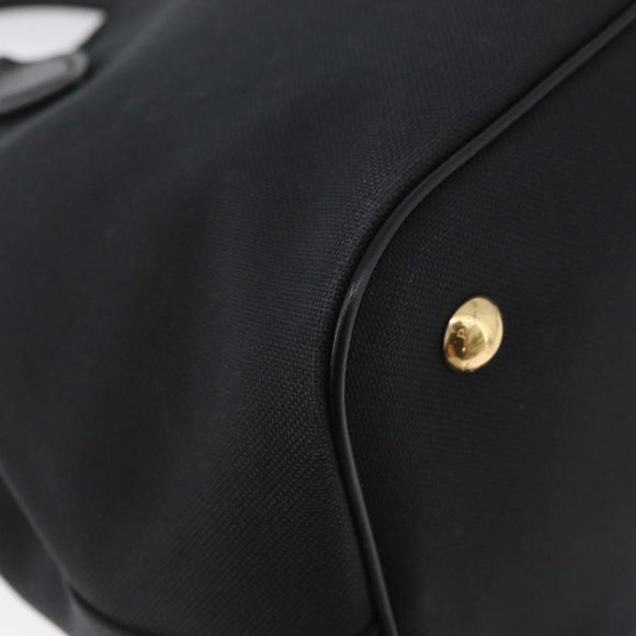 PRADA Hand Bag Canvas 2way Black Gold Auth ka3289V