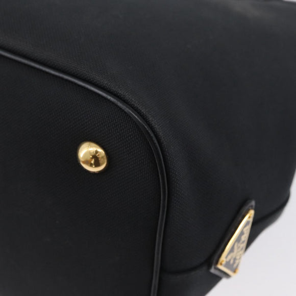 PRADA Hand Bag Canvas 2way Black Gold Auth ka3289V