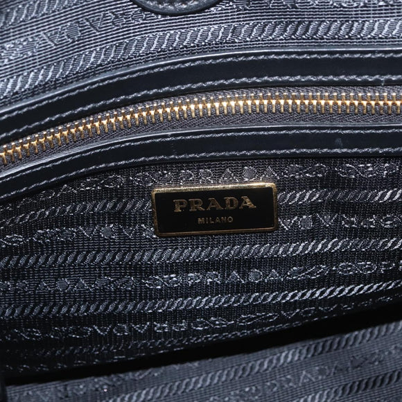 PRADA Hand Bag Canvas 2way Black Gold Auth ka3289V