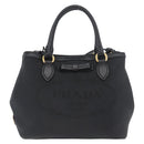 PRADA Hand Bag Canvas 2way Black Gold Auth ka3289V-13