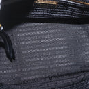 PRADA Hand Bag Canvas 2way Black Gold Auth ka3289V-10