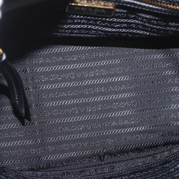 PRADA Hand Bag Canvas 2way Black Gold Auth ka3289V