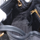 PRADA Hand Bag Canvas 2way Black Gold Auth ka3289V-24