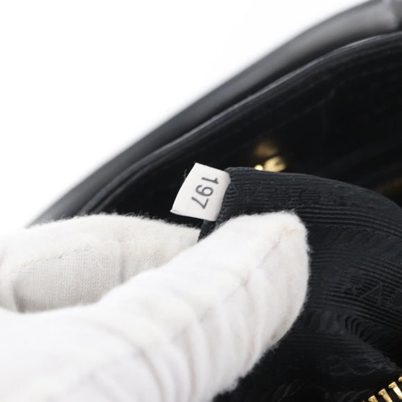 PRADA Hand Bag Canvas 2way Black Gold Auth ka3289V